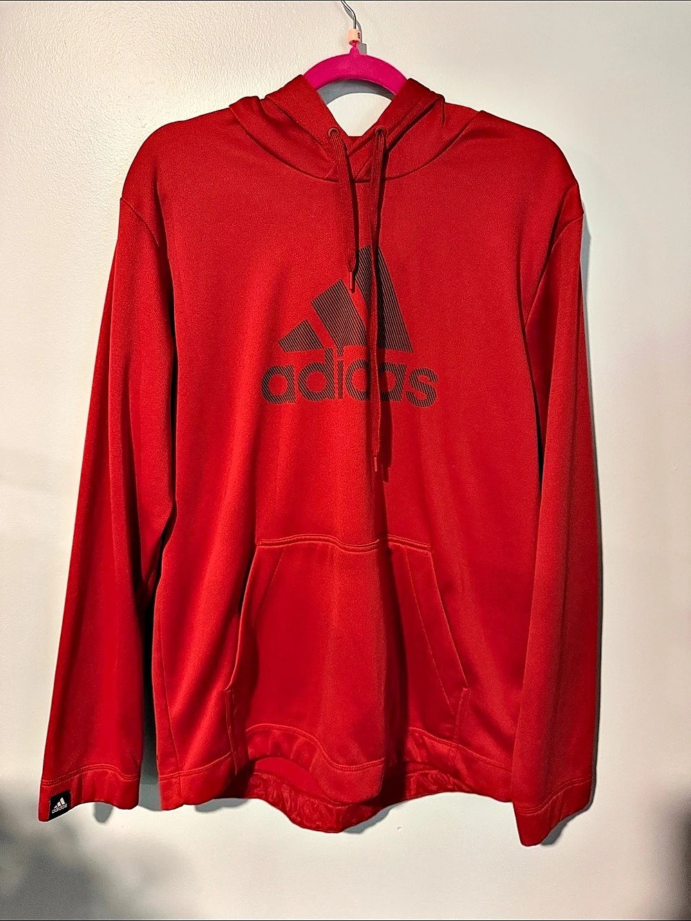 adidas Essentials Big Logo Hoodie Red & Black Large